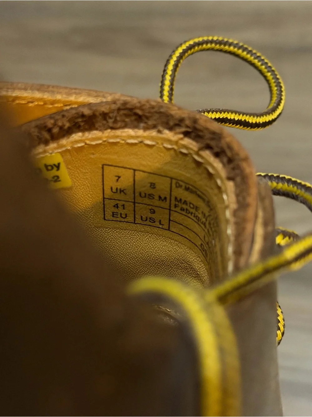 Dr. Martens Brown Leather Lace-Up Flats with Yellow Stitching